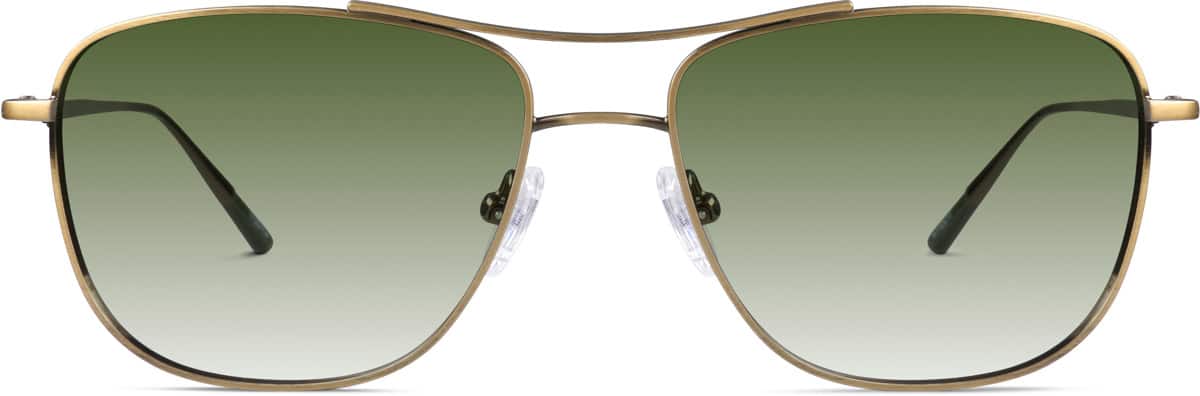 Zenni Sporty Aviator RX Sunglasses Gold Carbon Fiber Full Rim Frame, Nose Pads, Custom Engraving, Blokz Blue Light Glasses, 1136014