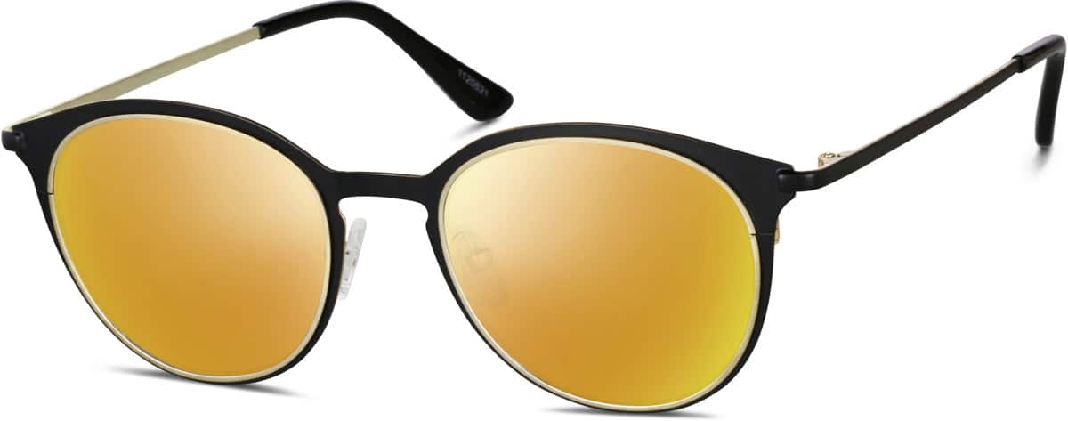 Angle view of Premium Round Sunglasses 1120521 in Black