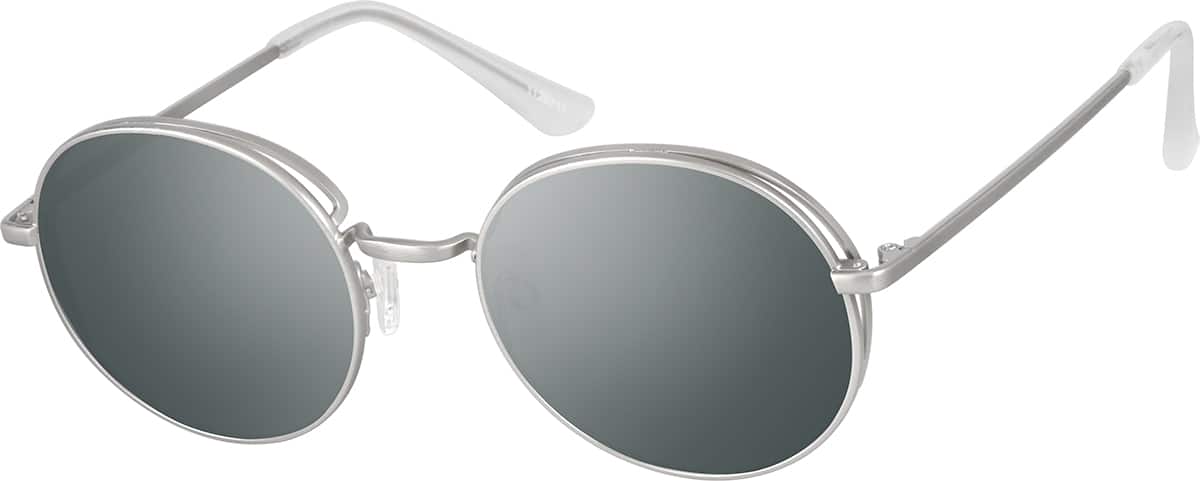 Zenni Round RX Sunglasses Gold Metal Full Rim Frame, Nose Pads, Blokz Blue Light Glasses, 1120714