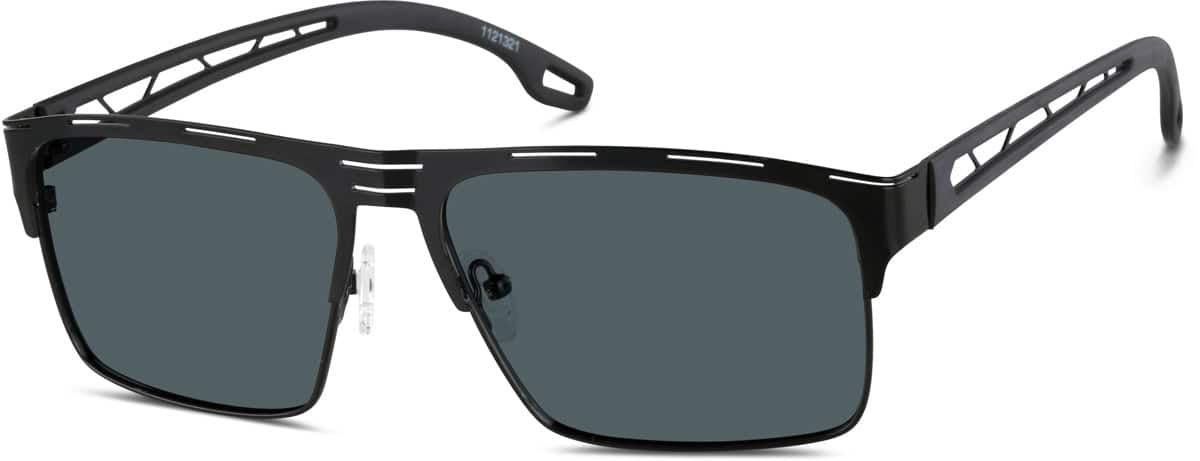 Angle view of Premium Square Sunglasses 1121321 in Jet