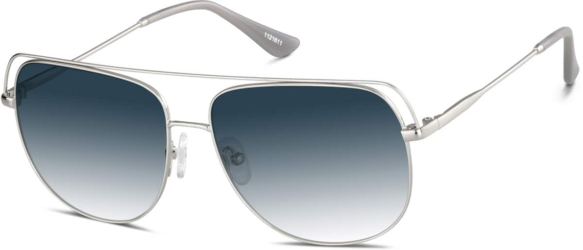 Angle view of Premium Aviator Sunglasses 1121611 in Silver