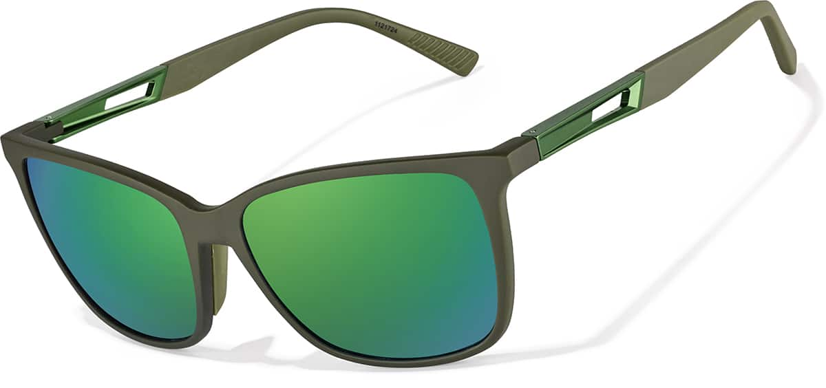 Angle view of Square Sports Sunglasses 1121724 in Green