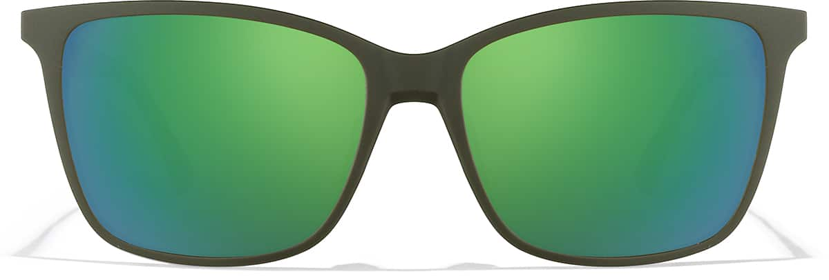 Front view of Square Sports Sunglasses 1121724 in Green