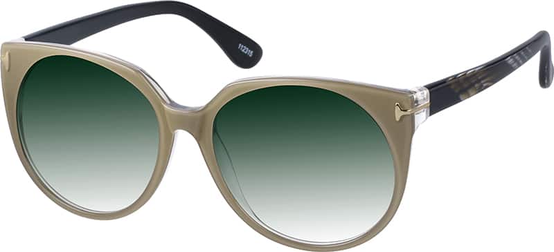 Angle view of Premium Round Sunglasses 112315 in Brown
