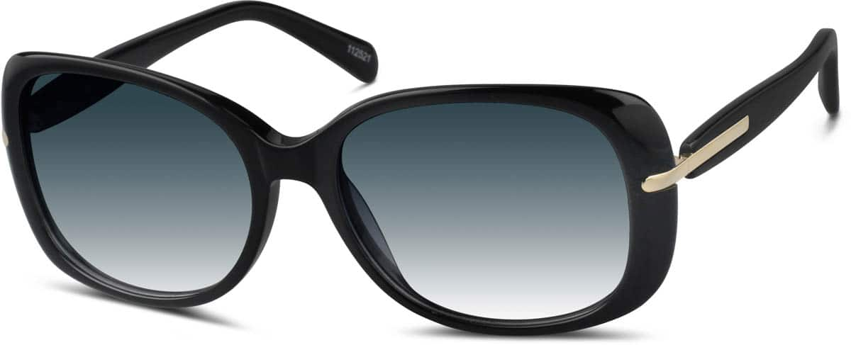 Angle view of Premium Oval Sunglasses 112521 in Black