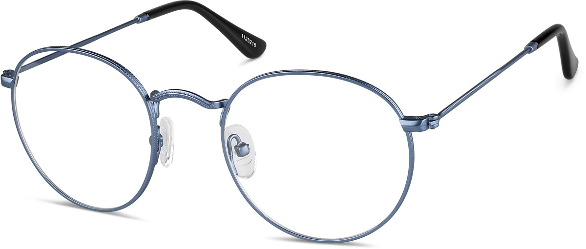 Zenni Retro Round Prescription Glasses Blue Stainless Steel Full Rim Frame