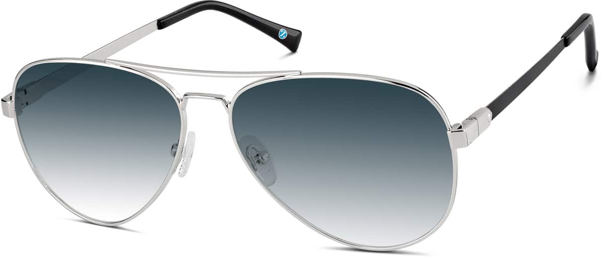Zenni Aviator RX Sunglasses Silver Stainless Steel Full Rim Frame, Nose Pads, Blokz Blue Light Glasses, 1125411o | 3-5 Day Rush Delivery
