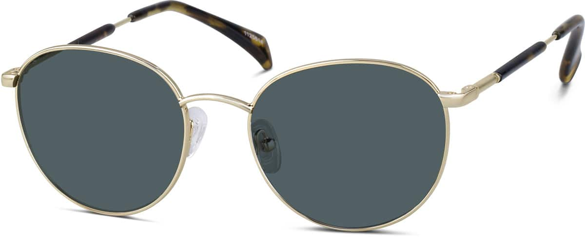 Angle view of Premium Round Sunglasses 1125614 in Gold