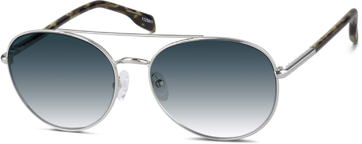 Angle view of Premium Aviator Sunglasses 1125811 in Silver