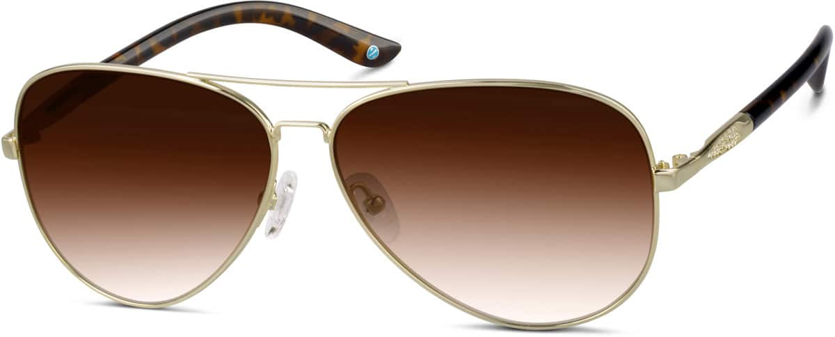 Angle view of Aviator Sunglasses 1126014 in Gold