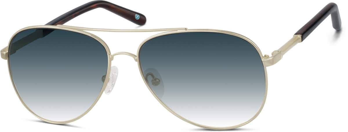 Angle view of Premium Aviator Sunglasses 1126214 in Gold