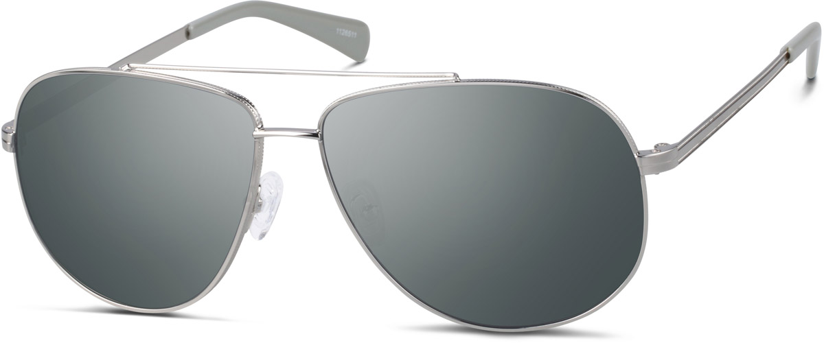 Zenni Aviator Rx Sunglasses Silver Stainless Steel Full Rim Frame
