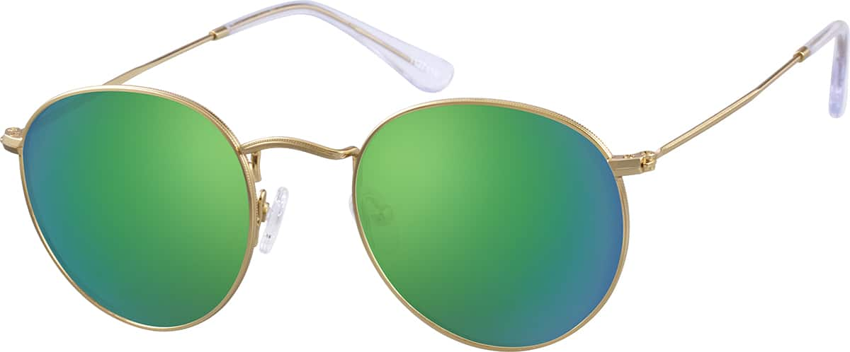 Angle view of Premium Round Sunglasses 1127414 in Gold