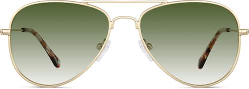 Zenni Round RX Sunglasses Gold Metal Full Rim Frame, Nose Pads, Blokz Blue Light Glasses, 157414