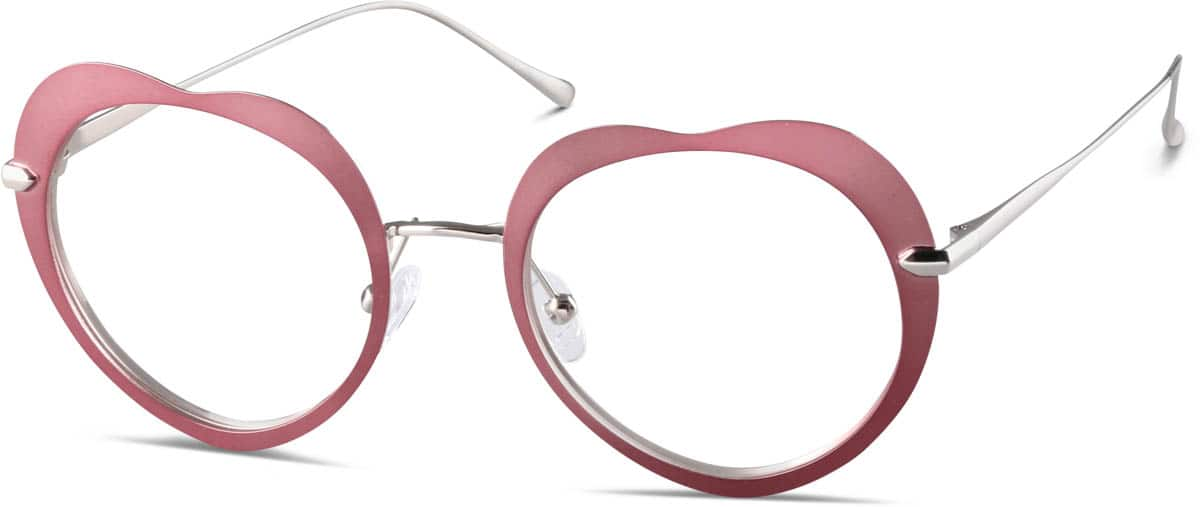 Angle view of Heart-Shaped Glasses 1128019 in Pink