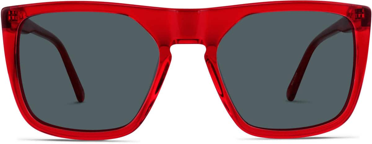 Front view of Premium Square Sunglasses 112818 in Red