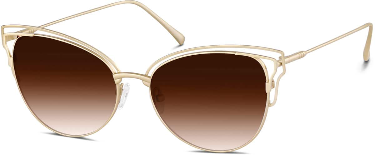 Angle view of Premium Cat-Eye Sunglasses 1129614 in Gold