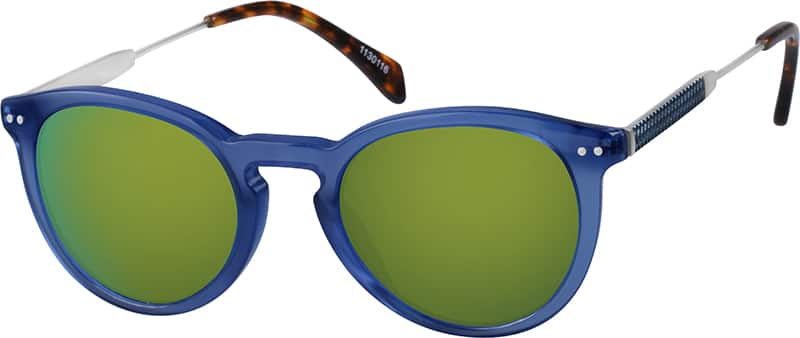 Angle view of Premium Round Sunglasses 1130116 in Blue