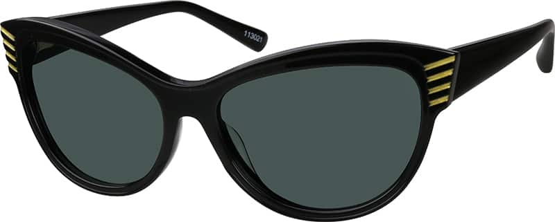 Angle view of Premium Cat-Eye Sunglasses 113021 in Black