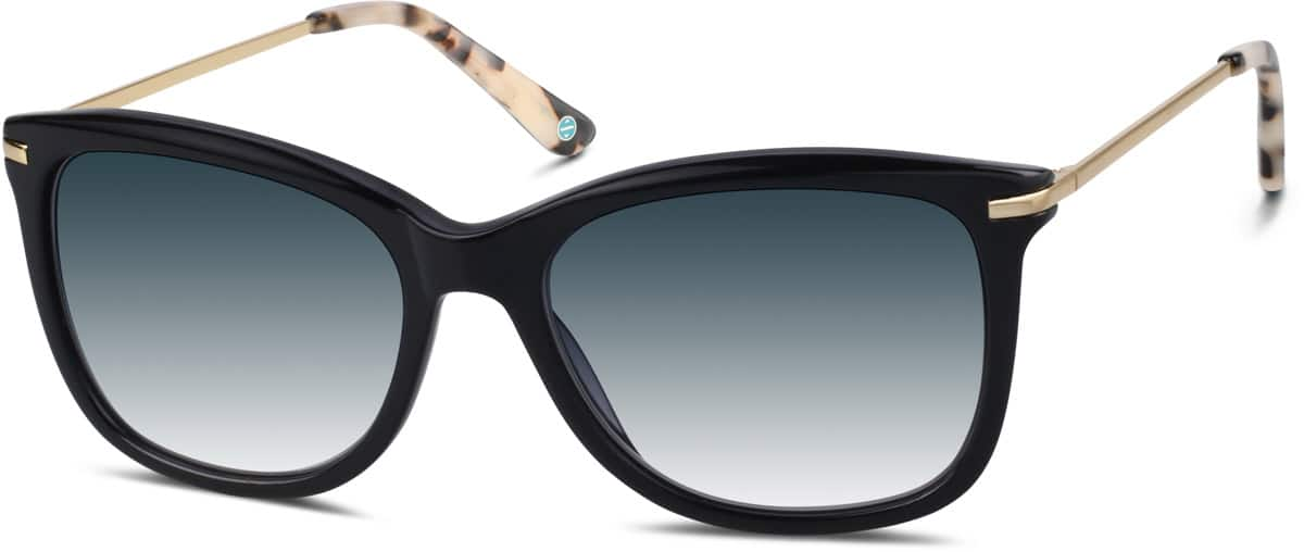 Angle view of Premium Square Sunglasses 1130221 in Black