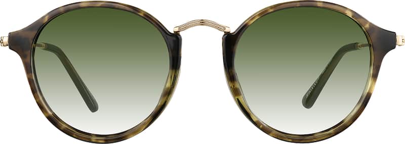 Green Tortoiseshell Premium Round Sunglasses