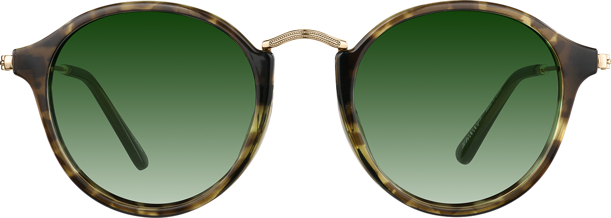 Green Tortoiseshell Round Sunglasses