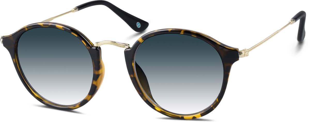 Angle view of Premium Round Sunglasses 1130825 in Tortoiseshell