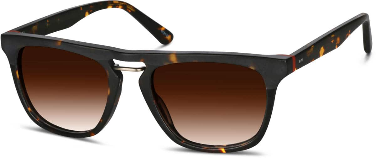 Angle view of Premium Square Sunglasses 113125 in Tortoiseshell