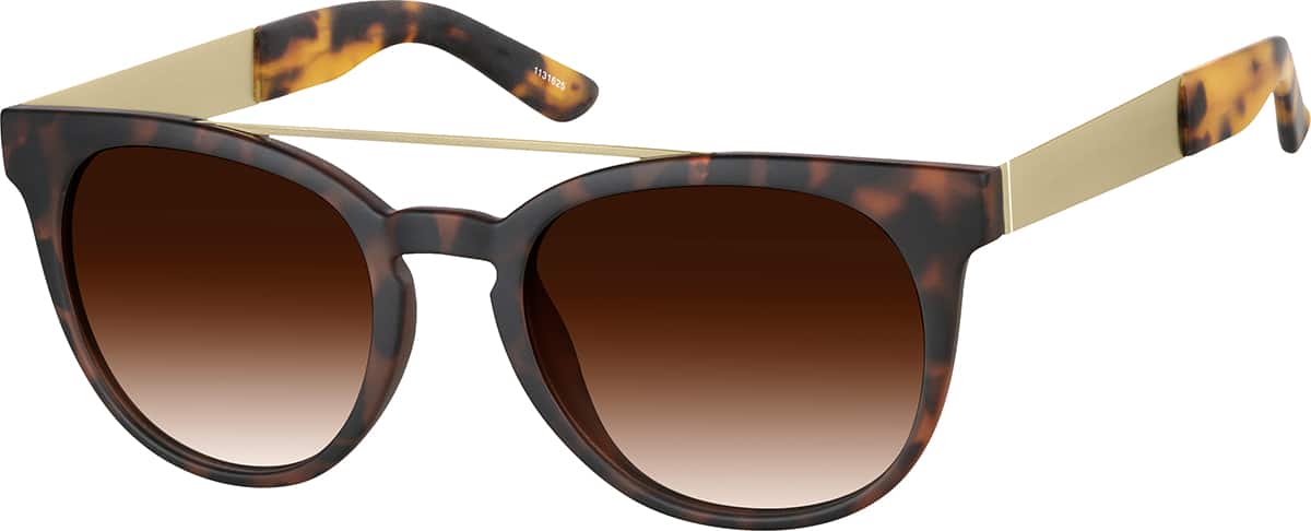 Angle view of Premium Round Sunglasses 1131625 in Tortoiseshell