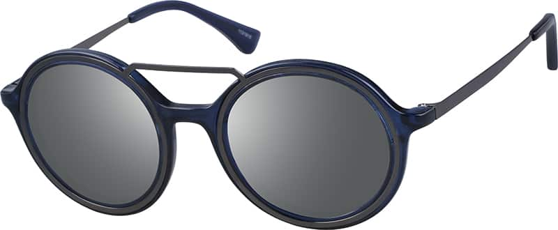 Angle view of Premium Round Sunglasses 1131916 in Midnight