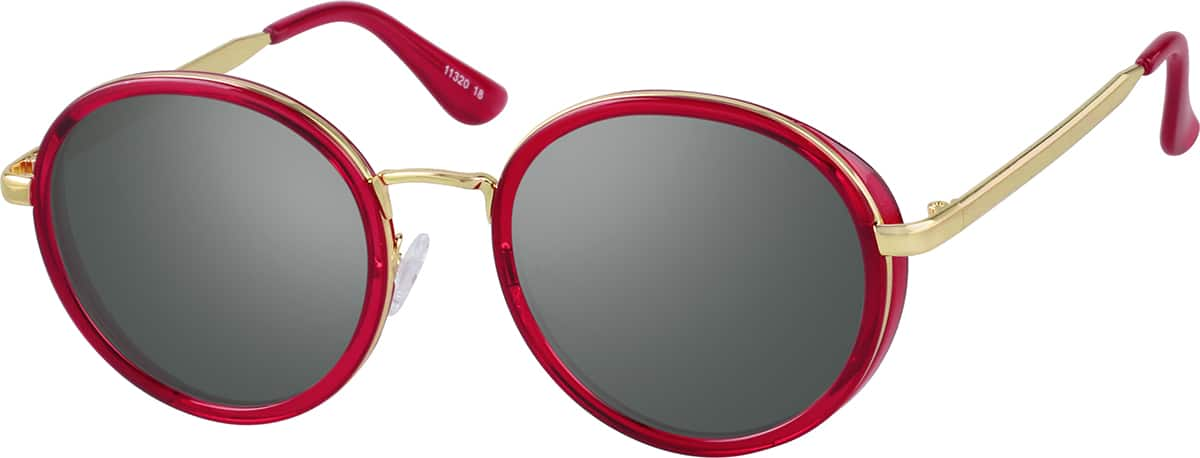 Angle view of Premium Round Sunglasses 1132018 in Red