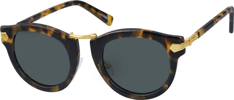 Angle view of Premium Round Sunglasses 1132625 in Tortoiseshell