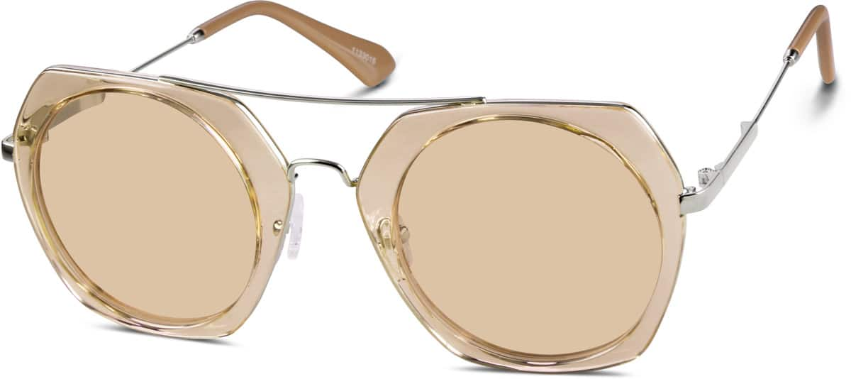 Angle view of Geometric Sunglasses 1133015 in Taupe