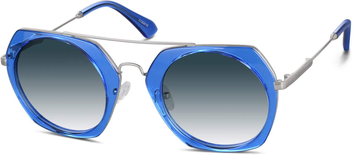 Angle view of Premium Geometric Sunglasses 1133016 in Blue