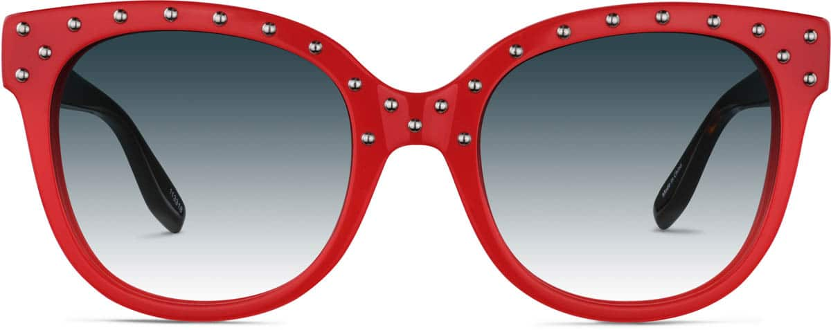 Front view of Premium Square Sunglasses 113318 in Red