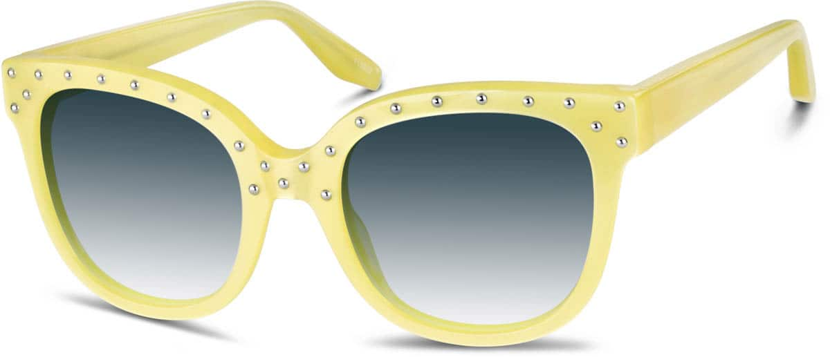 Angle view of Premium Square Sunglasses 113322 in Yellow