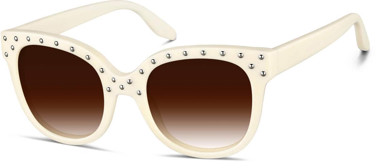 Angle view of Premium Square Sunglasses 113333 in Cream