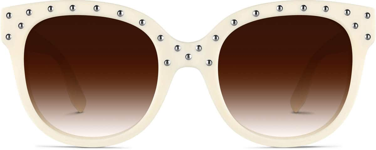 Front view of Premium Square Sunglasses 113333 in Cream