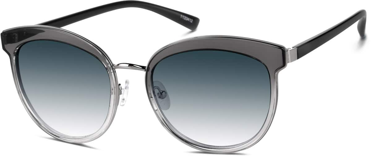 Angle view of Premium Round Sunglasses 1133412 in Gray