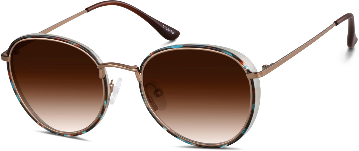 Zenni Womens Round Rx Sunglasses Pattern Tortoiseshell Full Rim Frame