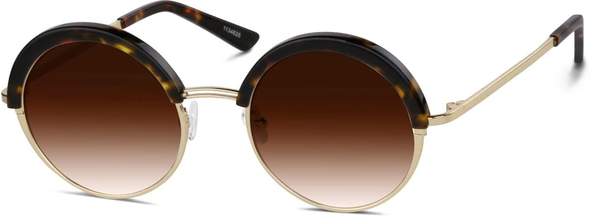 Angle view of Premium Round Sunglasses 1134625 in Tortoiseshell