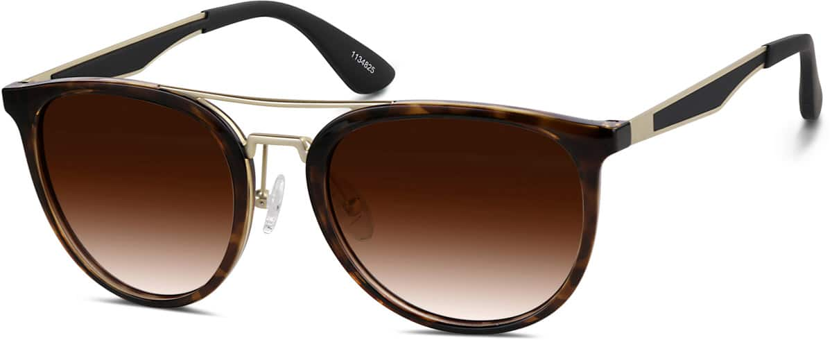 Angle view of Premium Aviator Sunglasses 1134825 in Tortoiseshell