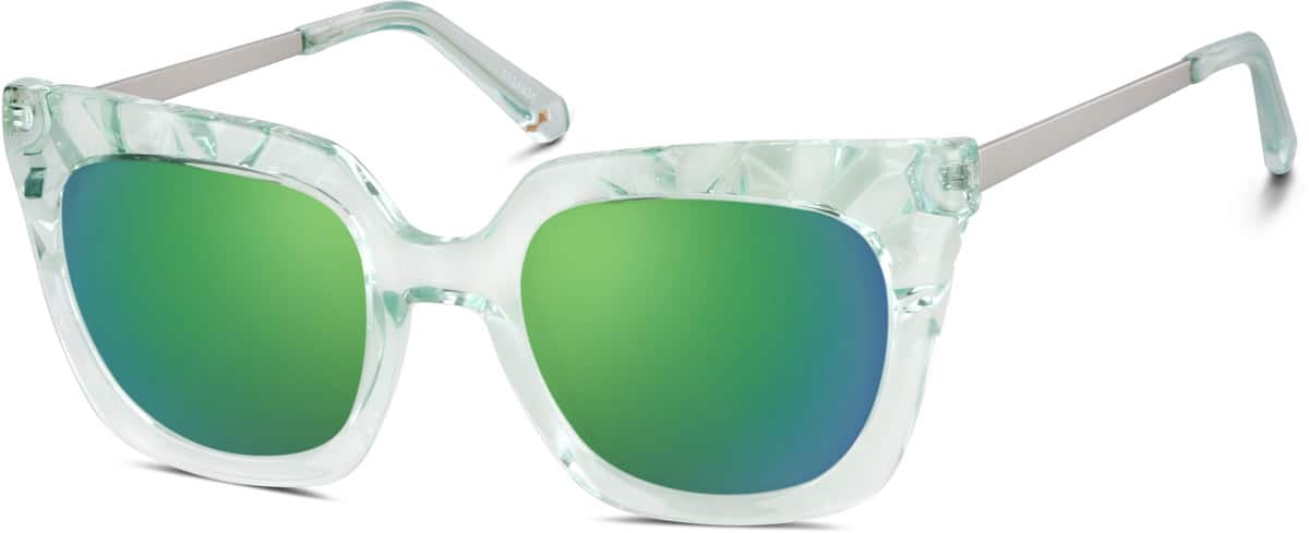 Angle view of Premium Cat Eye Sunglasses 1134924 in Mint