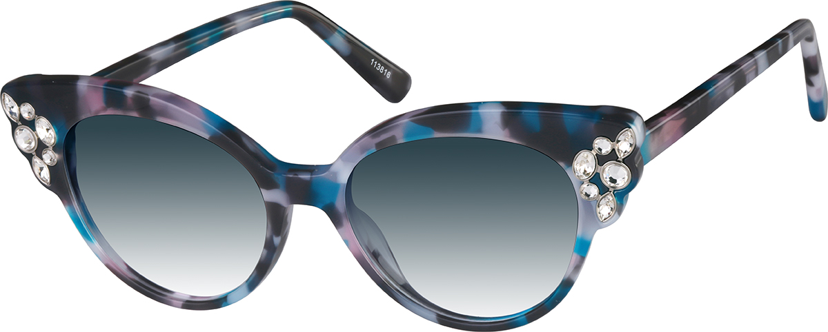 Zenni Womens Retro Cat-Eye Rx Sunglasses Pattern Plastic Full Rim Frame