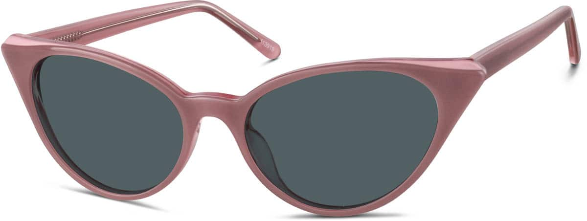 Angle view of Premium Cat-Eye Sunglasses  113919 in Mauve