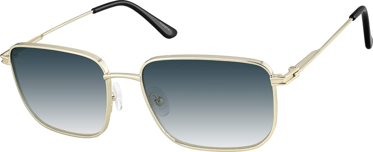 Angle view of Rectangle Sunglasses 1140514 in Gold