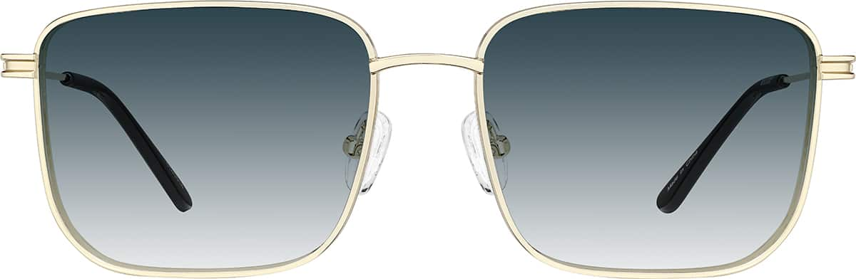 Front view of Rectangle Sunglasses 1140514 in Gold