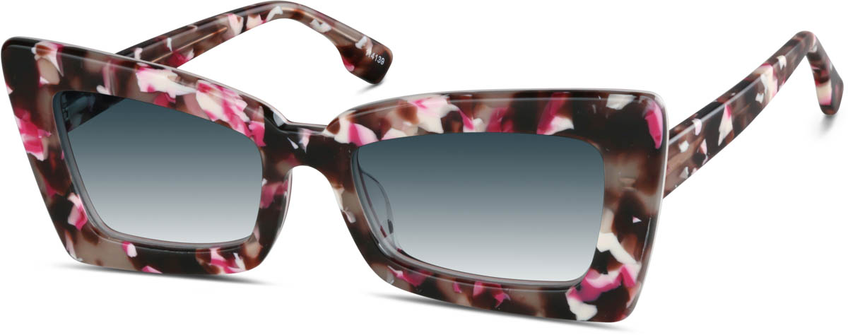 Zenni Womens Bold Cat-Eye Rx Sunglasses Pattern Plastic Full Rim Frame