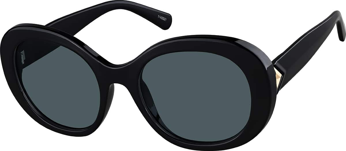 Angle view of Premium Round Sunglasses 1143521 in Black