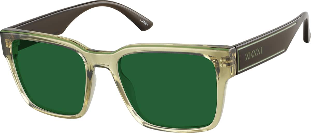 Angle view of Square Sunglasses 1143624 in Green